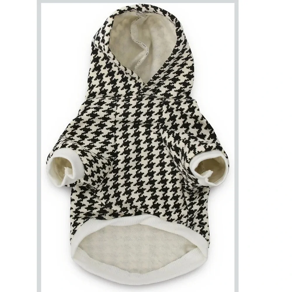 NWOT Dog Hoodie Houndstooth Clothes Pet Sweatshirt Dog Shirts for Dogs 8-13lbs